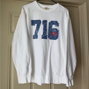 Comfort Colors White Sweater with Blue Graphic